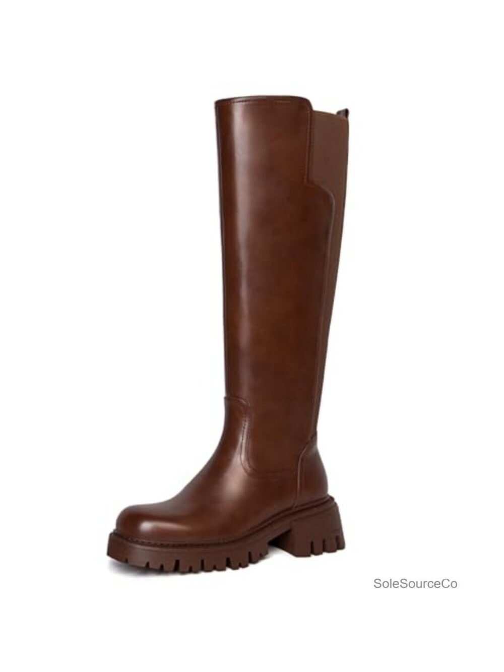 Women's Knee High Boots Stretch Round Toe Chunky Heel Tall Riding Boots